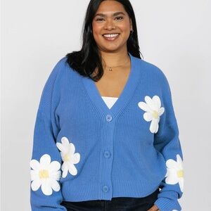 NWT Smash + Tess Blue Daisy Appliqué Cardigan